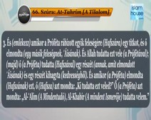 Korán olvasás 066 A Tilalom (At-Tahrím) szúra jelentésének fordítása magyar nyelvre, Muhammad Siddiq Al-Minshawi -olvasásának kíséretében