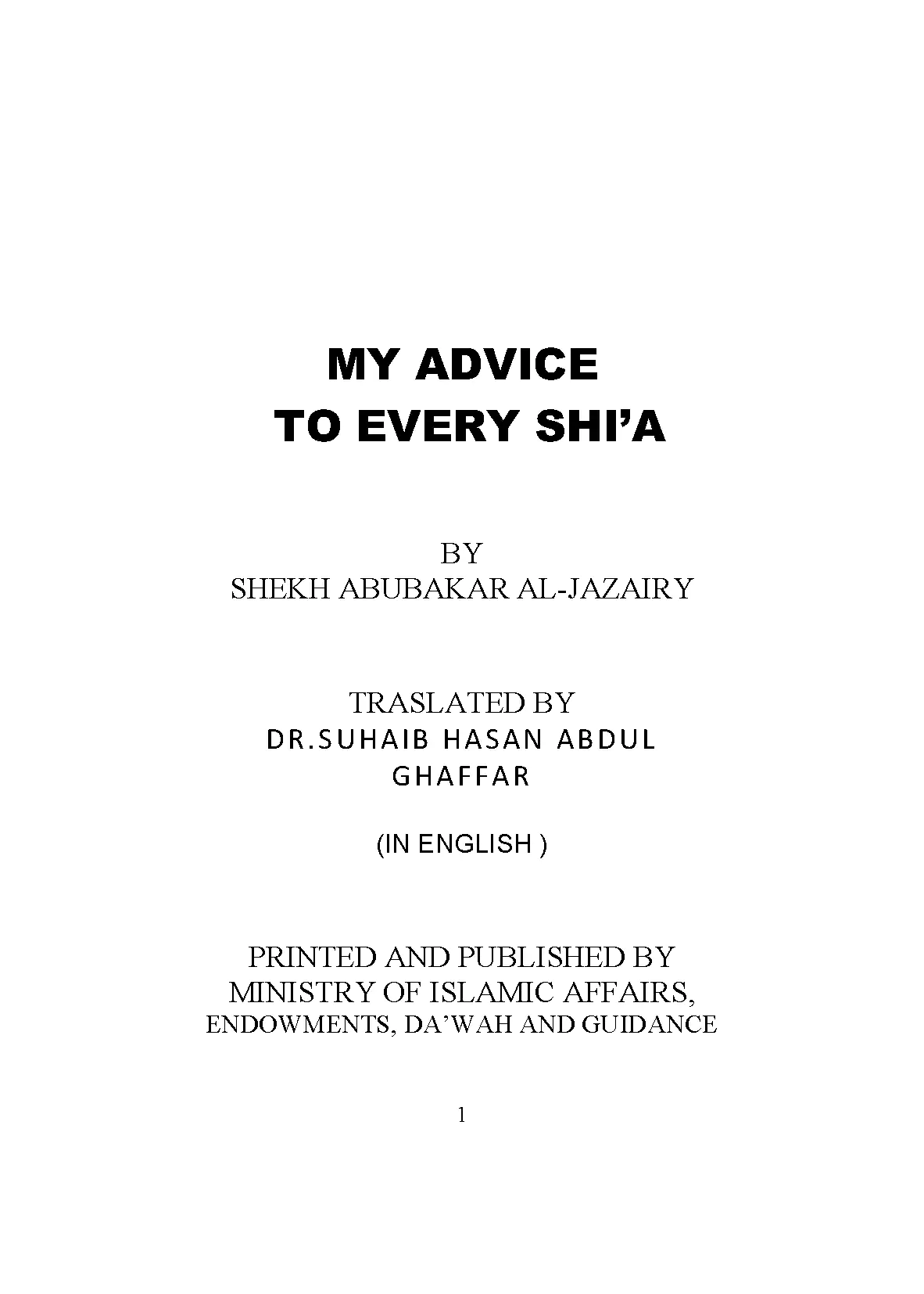 MY ADVICE TO EVERY SHI’A